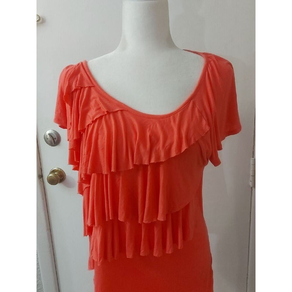 Nicole Miller Dubarry Pink Ruffled Short Sleeve Top  L Coquette Girl Fairycore